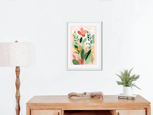 Wildflower Abstract Painting Botanical Framed Art Colorful Tropical Decor Nursery Matisse Style Floral Art Print Maximalist Gallery Wall Colorful Abstract Flower Art Floral Botanical Print Minimalist Modern Art Boho Wall Decor Garden Nursery Decor