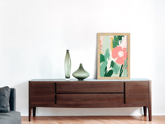 Floral Art Print Boho Maximalist Aesthetic Framed Painting Matisse Flower Art Print Tropical Bath Art Decor Colorful Wildflowers Abstract