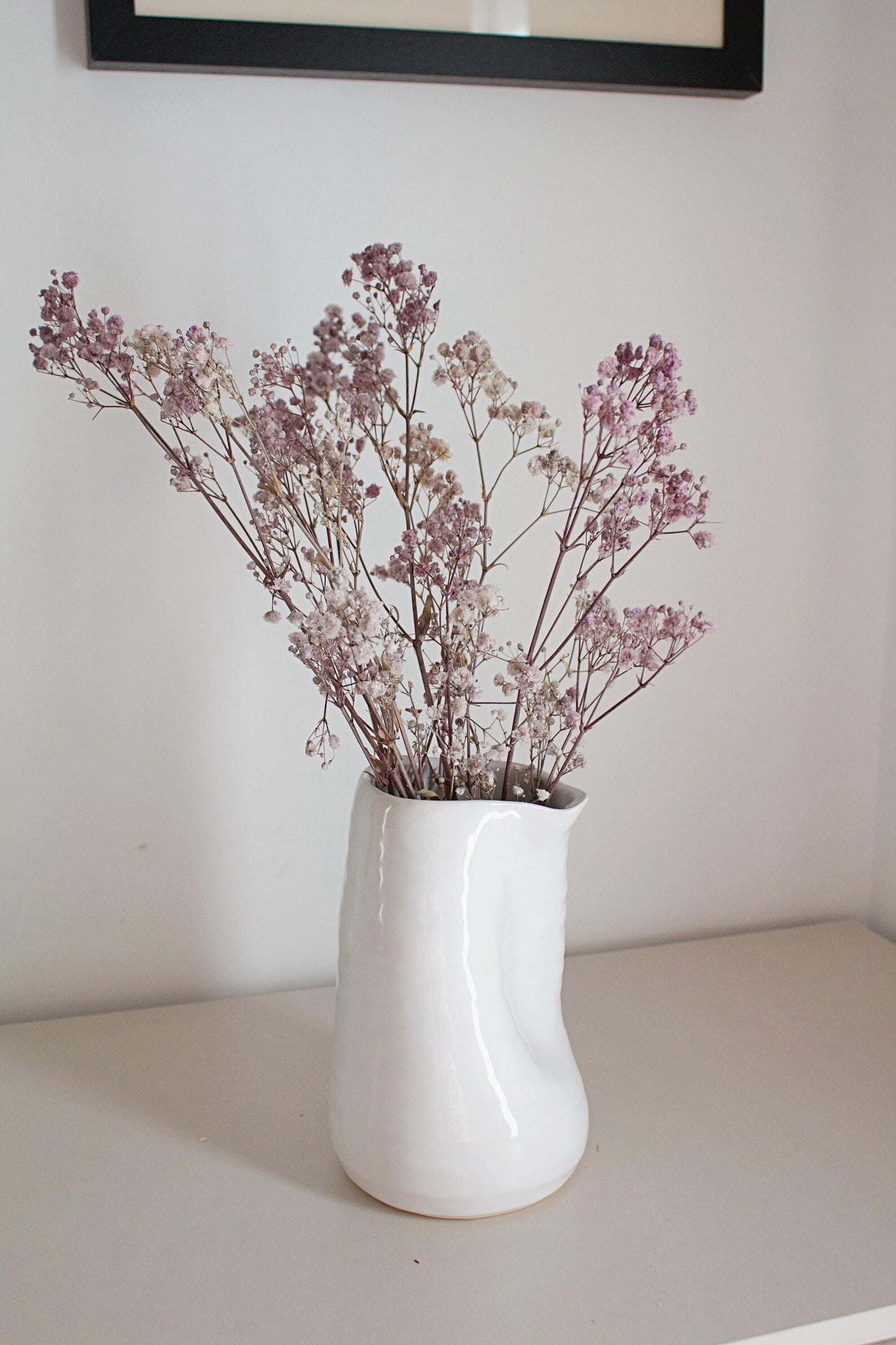 White Ceramic Vase – Modern Organic Table Centerpiece