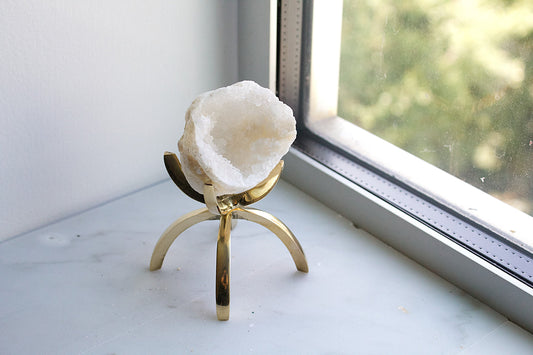 Geode Quartz on Brass Claw Stand – Boho Home Decor