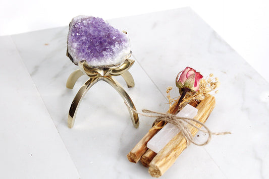 Amethyst Geode Set Crystal Healing Kit Meditation Stones Spiritual Gift Crystal Collection Energy Healing Tools Sacred Space Decor Chakra Stones