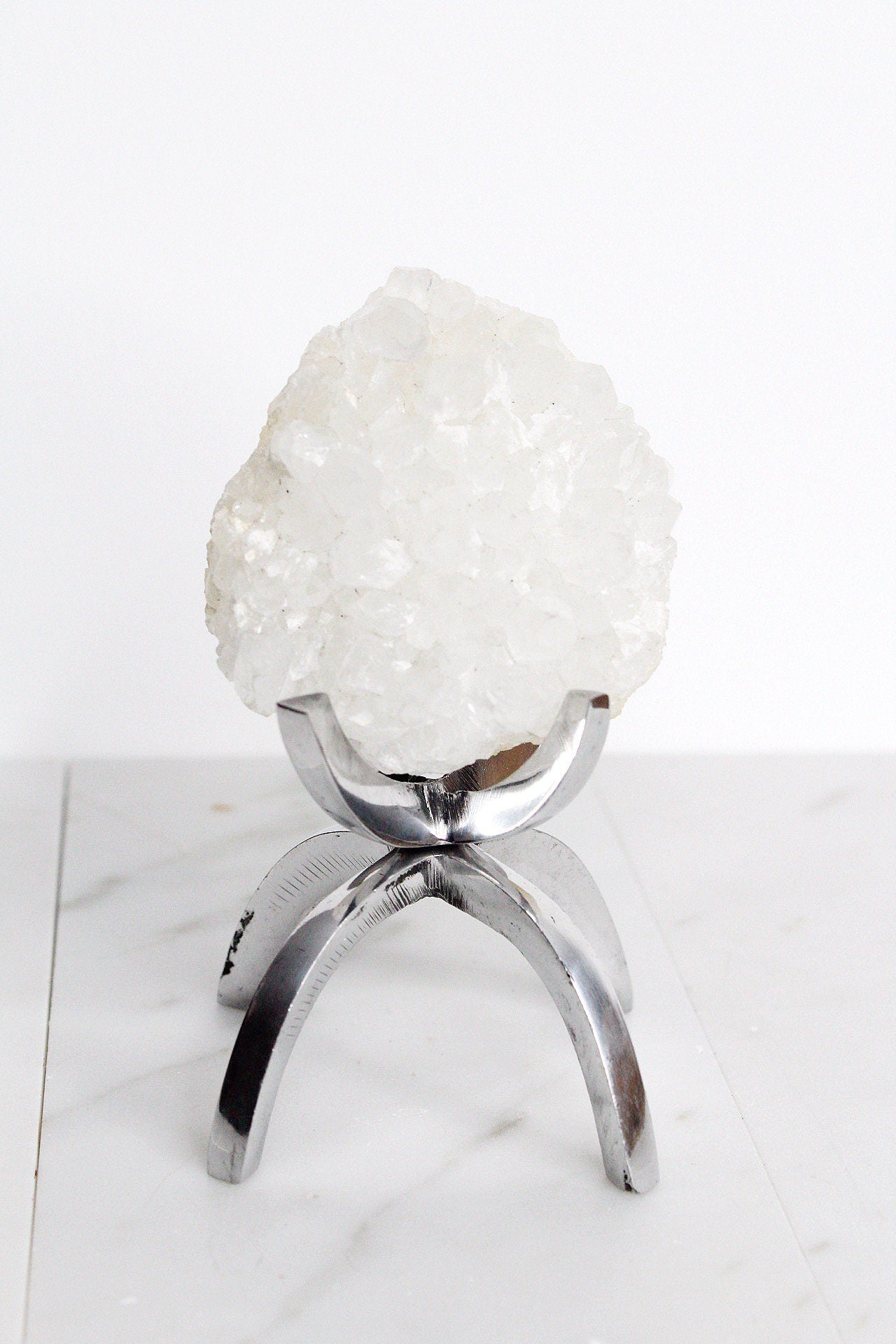 MM Quartz Crystal Mineral on Brass Modern Claw Display Stand Unique Crystal Decor Accent Crystal on Brass Stand MM Quartz Crystal Boho Home