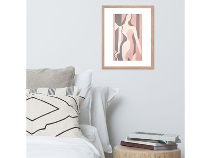 Chic Matisse-inspired Home Wall Art Decor Modern Feminine Wall Art Pink Neutral Colored Framed Art Print Featuring Woman Body Line Painting Artistic woman body silhouette in pink Feminine elegance in framed print
