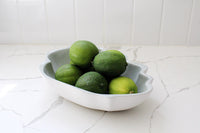 Coastal Kitchen Bowl White Stoneware Cerulean Interior Clamshell Design Modern Home Accent Piece Elegant Serving Dish Floral Arrangement Display Contemporary Dining Collection Matte Finish Decorative Shell Pattern Beach House Style