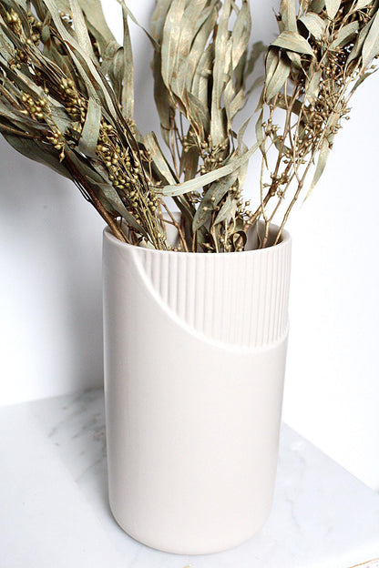 White Ceramic Vase Gold Design Collection Modern Home Decor Tall Statement Piece Wedding Centerpiece Display Rustic Farmhouse Style Living Room Table Arrangement Dried Branch Accent Beautiful Floral Display Special Occasion Elegant Decor