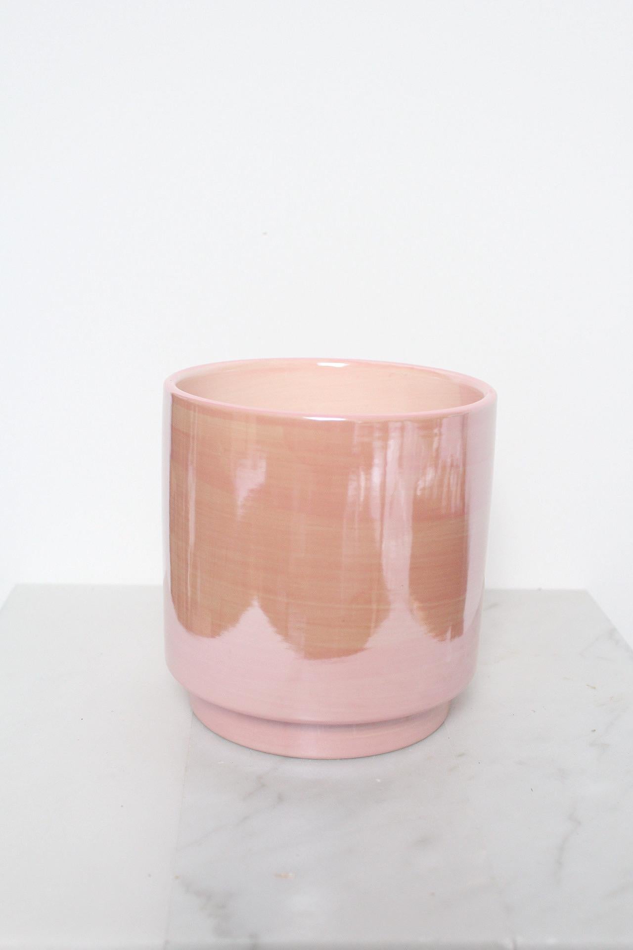 Modern Home Accent Pink Ceramic Planter Indoor Decor Collection Valentine Gift Essential Large Decorative Container Beautiful Room Style Five Inch Design Premium Quality Construction Contemporary Table Display Elegant Shelf Addition