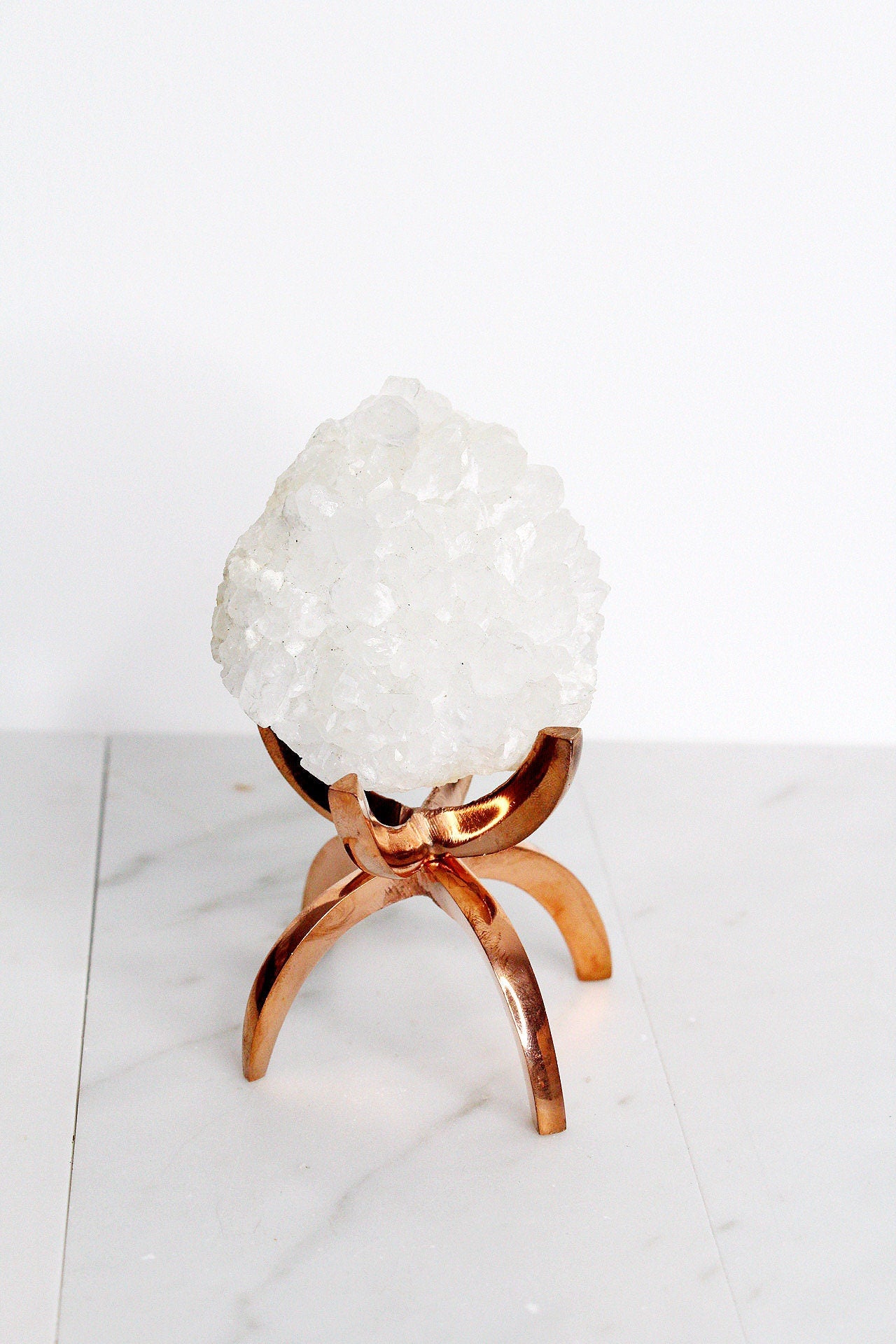 MM Quartz Crystal Mineral on Brass Modern Claw Display Stand Unique Crystal Decor Accent Crystal on Brass Stand MM Quartz Crystal Boho Home