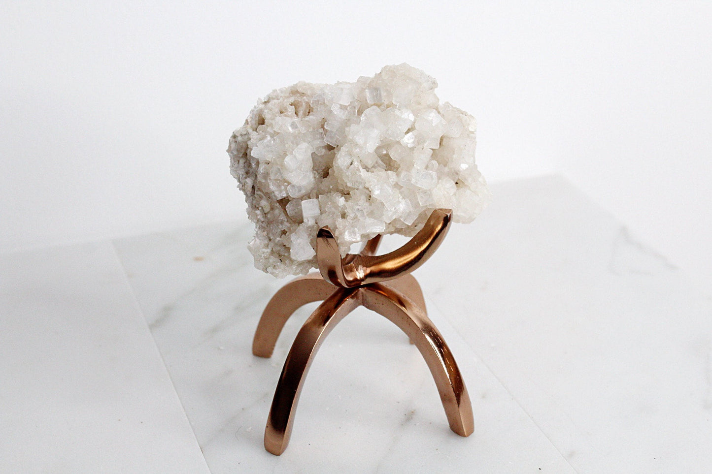 Rose Gold Crystal Holder Stand – Aluminum Grid Organizer for Meditation & Home Decor