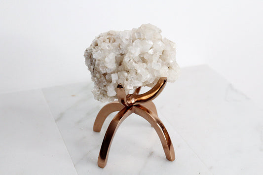 Rose Gold Crystal Holder Stand – Aluminum Grid Organizer for Meditation & Home Decor