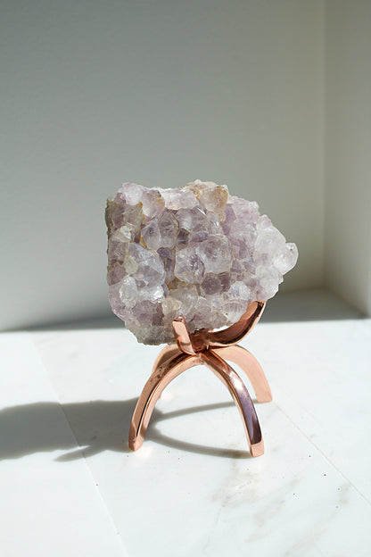 Purple Amethyst Crystal on Brass Claw Stand – Modern Boho Decor Accent