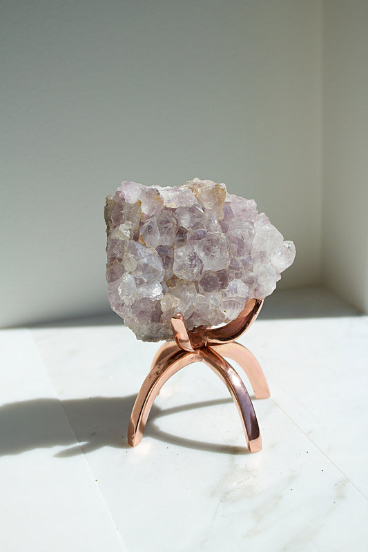 Purple Amethyst Crystal on Brass Claw Stand – Modern Boho Decor Accent