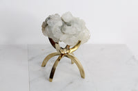 Green Crystal Apophyllite Quartz Stone Mineral on Brass Modern Claw Display Stand Boho Decor Geode Crystal Gift Raw Natural Freeform Crystal