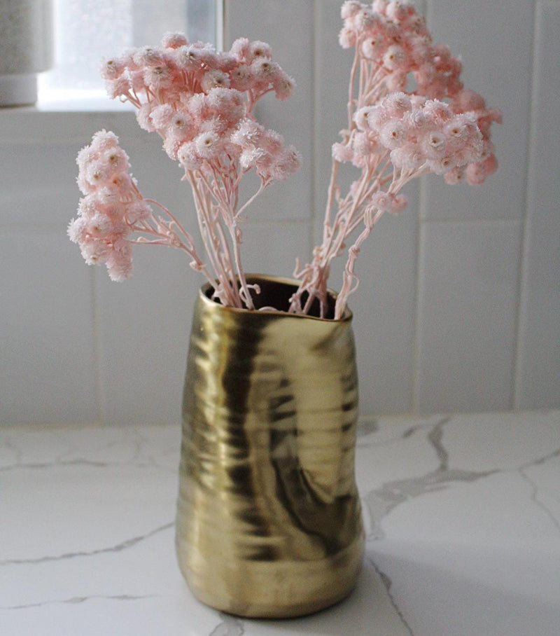 Modern Home Decor Wabi Sabi Decor Maximalist Decor Gold Ceramic Vase Dried Flower Vase Table Centerpiece Bookshelf Decor Gold Home Decor