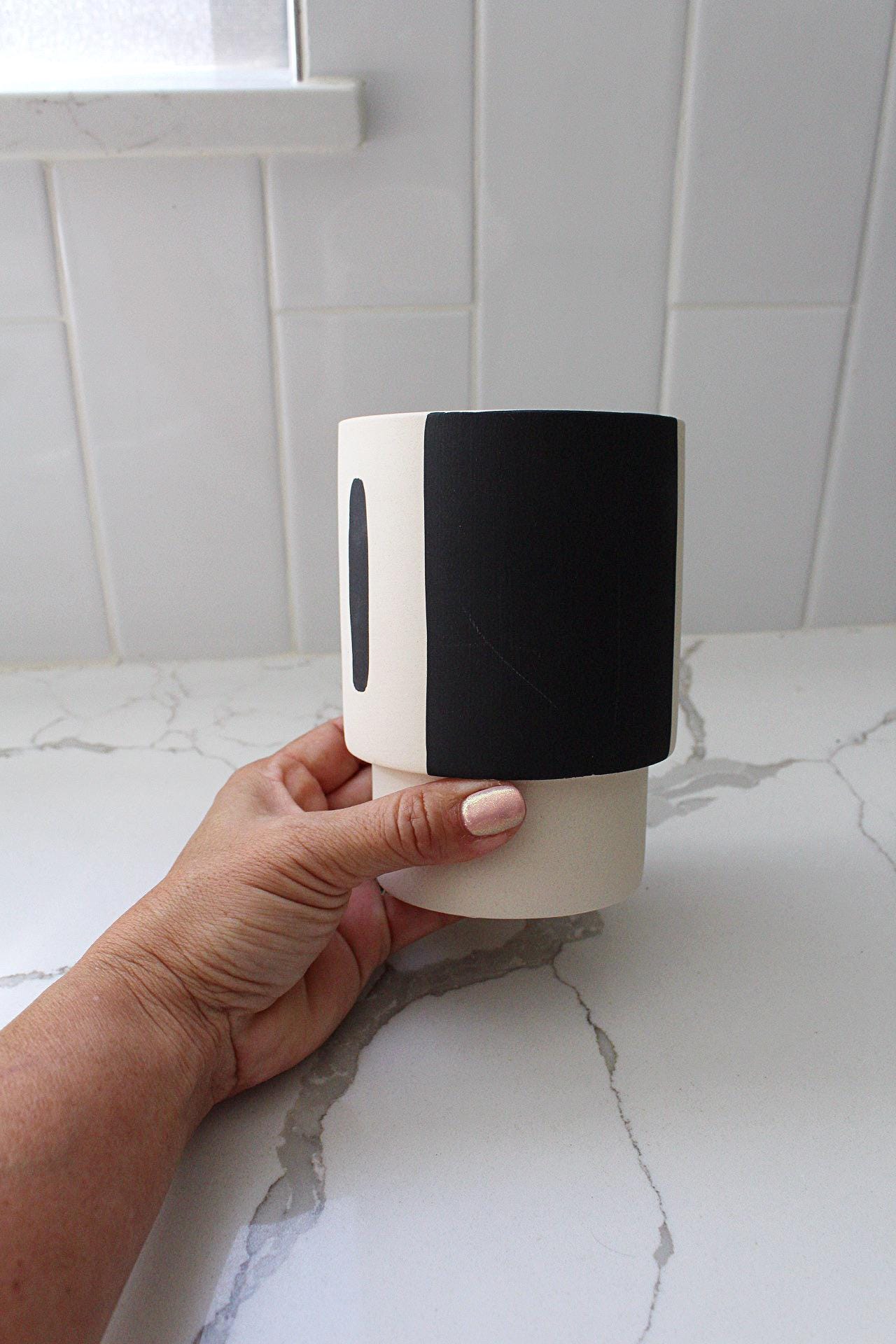 Minimalist Planter Modern Planter Ceramic Planter Black and Beige Planter Small Indoor Planter Plant Lover Gift Minimalist Gift Home Decor Table Decor Shelf Decor Windowsill Decor Succulent Planter Desk Decor Office Desk Accessory