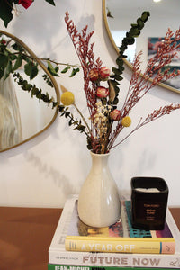 Neutral Vase Home Decor Accent Bookshelf Decoration Event Centerpiece Rustic Boho Minimalist Styles Two Tone Ceramic Vase Coffee Table Decor Dried Flower Vase