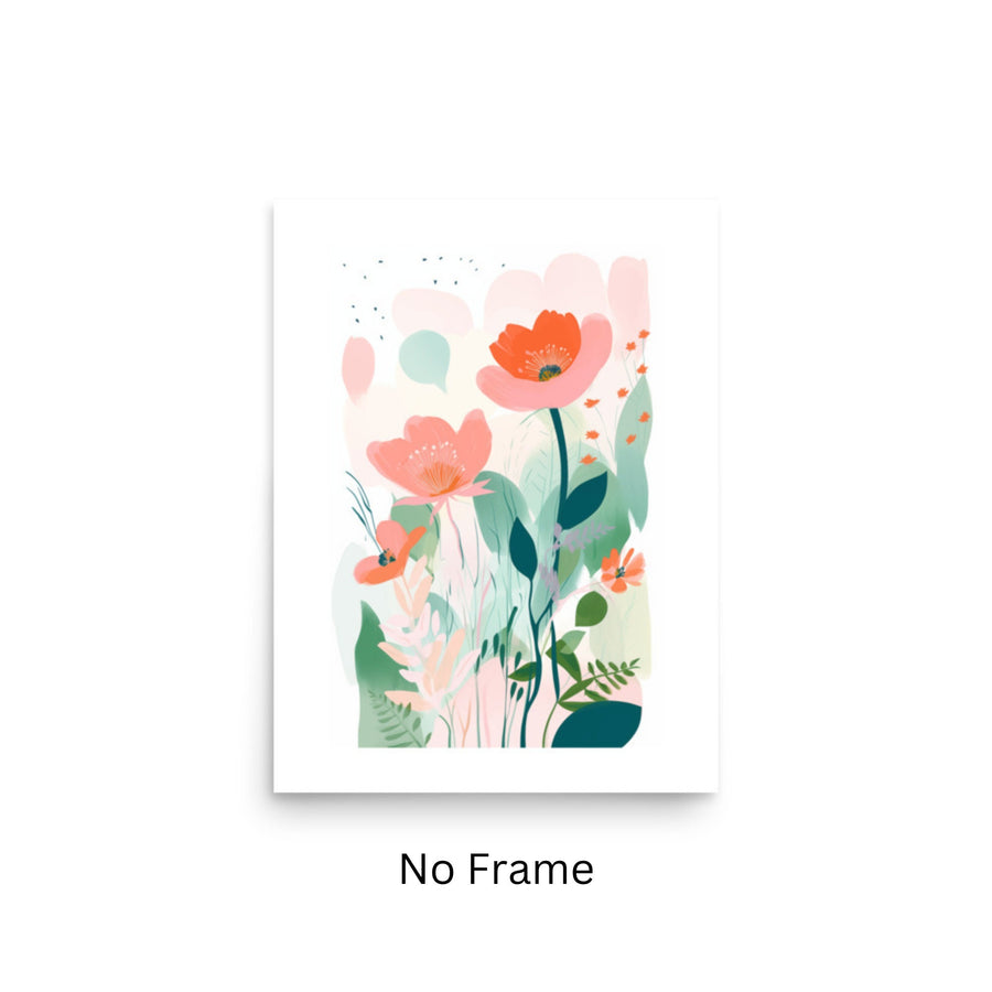 Floral Pastel Watercolor Painting Matisse Style Print Pink Garden Flowers Bloom Boho Nursery Decor Wall Framed Art Botanical Print Framed Print Wall Art Set Colorful Wildflowers Abstract Floral Botanical Prints, Minimalist Modern Art Boho Wall Decor