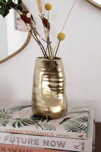 Ceramic Vase Gold Vase Modern Organic Decor Maximalist Decor Flower Vase Gold Accent Decor Shelf Decor Table Decor Console Table Decor Statement Vase