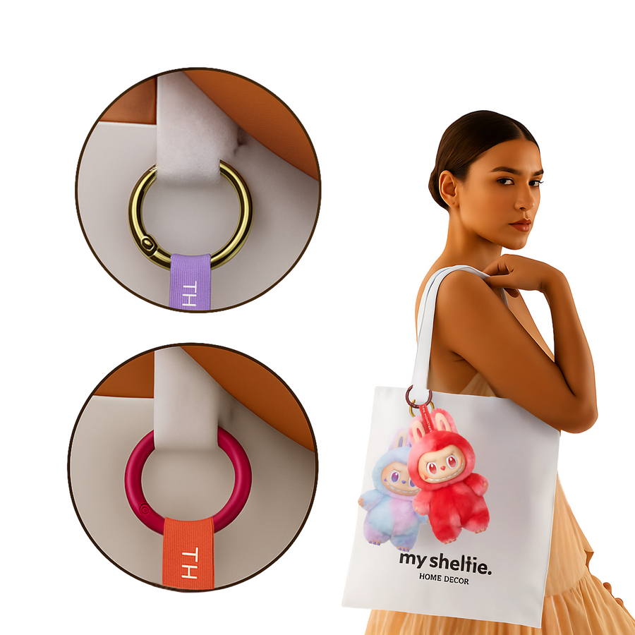 6pcs Labubu Doll Keychain Rings Set