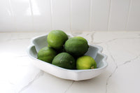 Modern Serving Bowl Ceramic Stoneware White Shell Design Blue Interior Accent Piece Coastal Kitchen Collection Contemporary Home Decor Elegant Dining Essential Beautiful Display Piece Matte Exterior Finish Premium Quality Construction