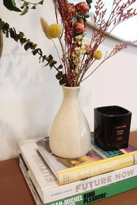 Ceramic Vase Modern Neutral Shades Farmhouse Traditional Minimal Aesthetics Dried Flower Arrangement Eucalyptus Craspedia Coffee Table Entry Table Nightstand Countertop Decor