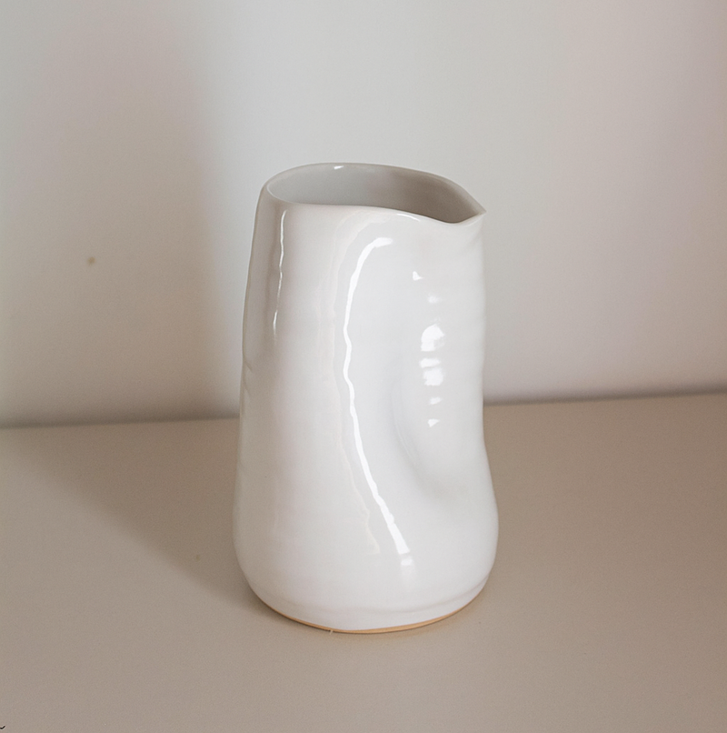 White Ceramic Vase – Modern Organic Table Centerpiece