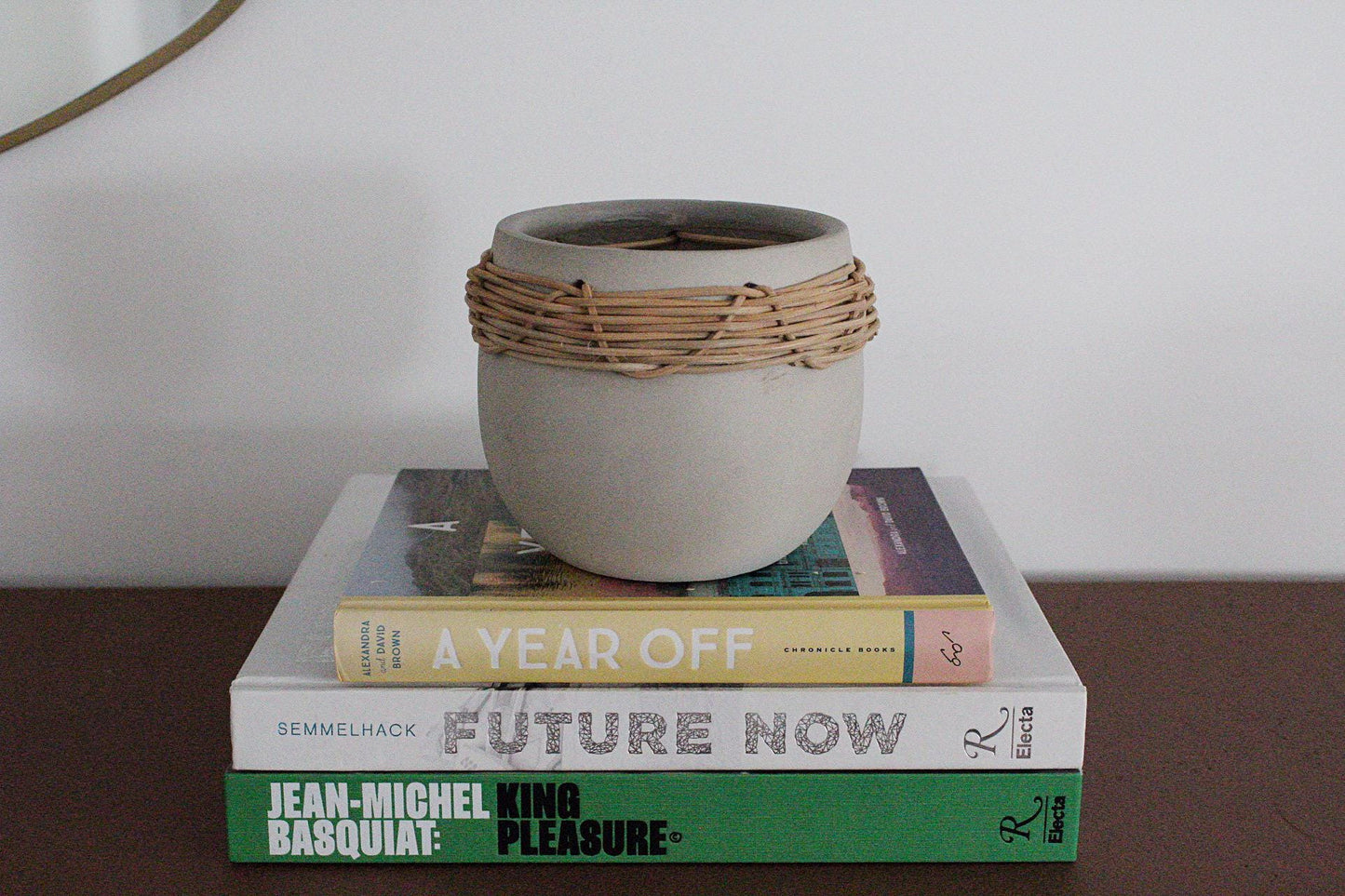 Modern Plant Pot Ceramic Rattan Planter Minimalist Home Decor Indoor Succulent Planter Boho Woven Planter Small Space Scandinavian Decor Living Room Decor Bedroom Decor Kitchen Decor Entryway Decor