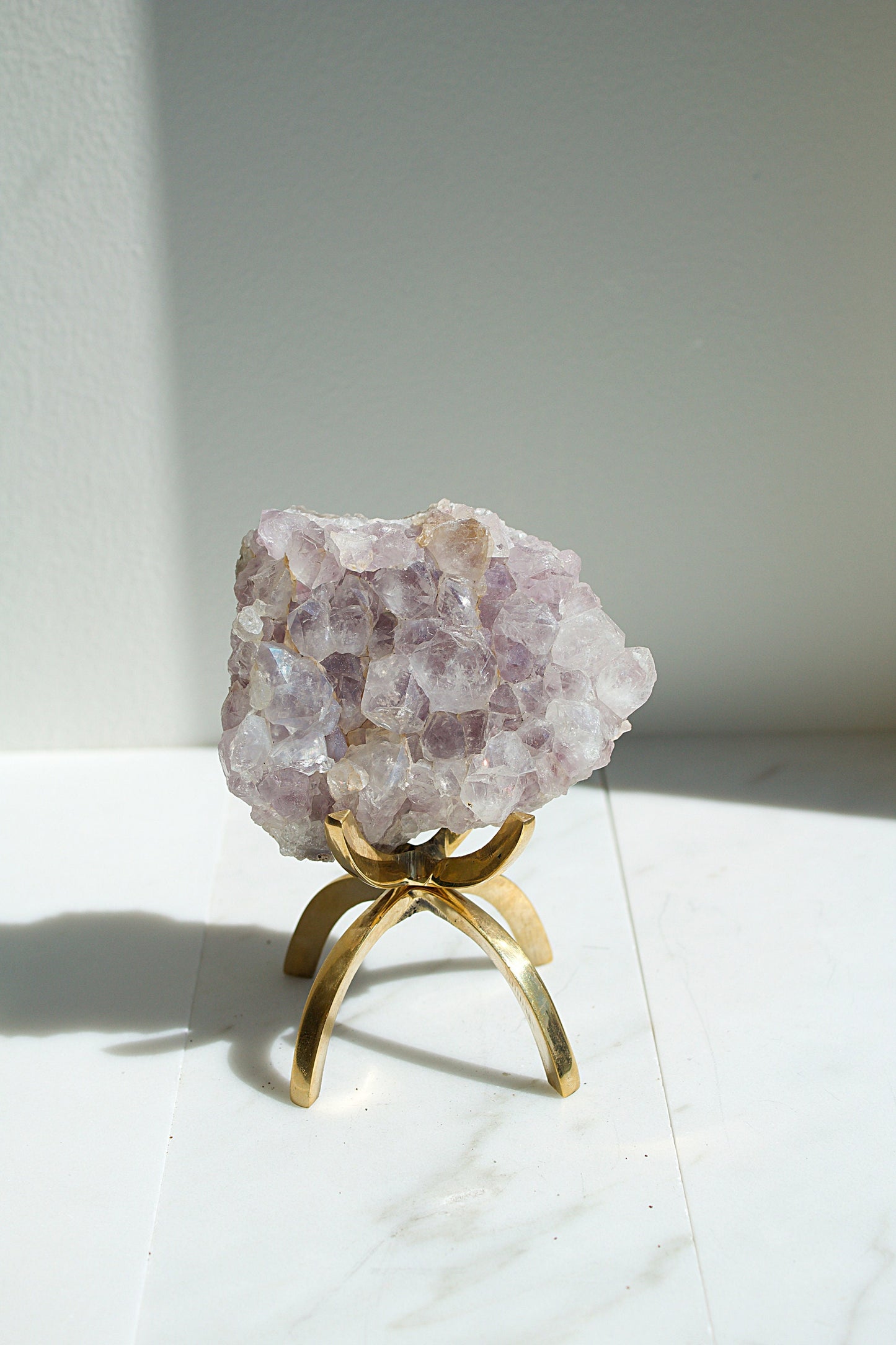 Purple Amethyst Crystal on Brass Claw Stand – Modern Boho Decor Accent