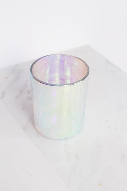Candle Glass Container Metallic Luxury Designer Candle Vessel Glass Jar Iridescent Translucent Matte Black Modern Minimal Candle Jar Vessel