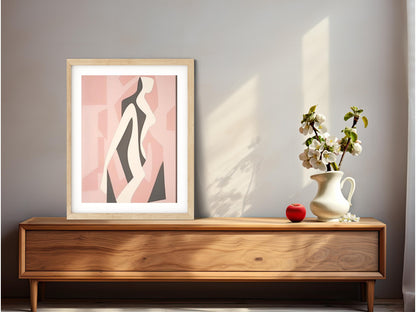 Wall Art Decor Modern Feminine Wall Art Pink Neutral Colored Framed Art Print Framed Abstract Art Woman Body in Matisse Inspired Painting Art  Framed Art Woman Body Print Wall Art Feminine Decor Art Female Form Line Art Matisse Inspired Painting