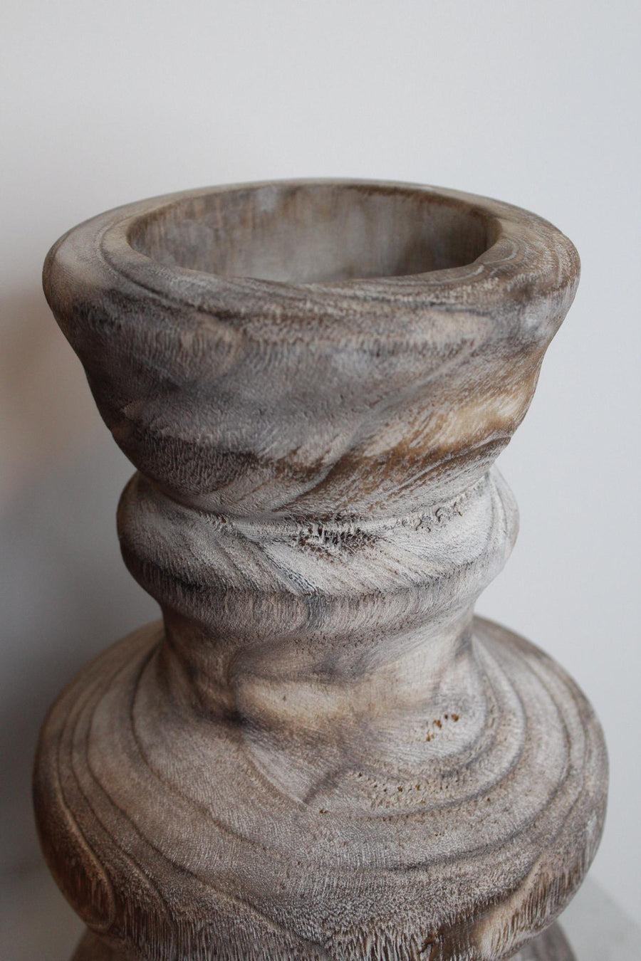 Shabby Chic Vase Farmhouse Wood Display Whitewashed Finish Country Style Accent Large Standing Container Vintage Look Design Dried Flower Holder Rustic Home Decor Traditional Collection Distressed Wood Construction Decorative Essential