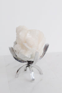 Pink Stilbite Quartz Crystal Mineral on Brass Modern Claw Display Stand Unique Boho Decor Accent Stilbite Quartz Crystal Stone Boho Decor