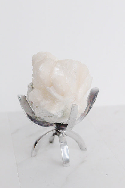 Pink Stilbite Quartz Crystal Mineral on Brass Modern Claw Display Stand Unique Boho Decor Accent Stilbite Quartz Crystal Stone Boho Decor