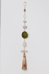 Natural Crystal Sun Catcher for Happiness Crystal Brass Moon Wall Hanging Art Citrine Amazonite Smoky Rose Quartz Clear Quartz Light Catcher