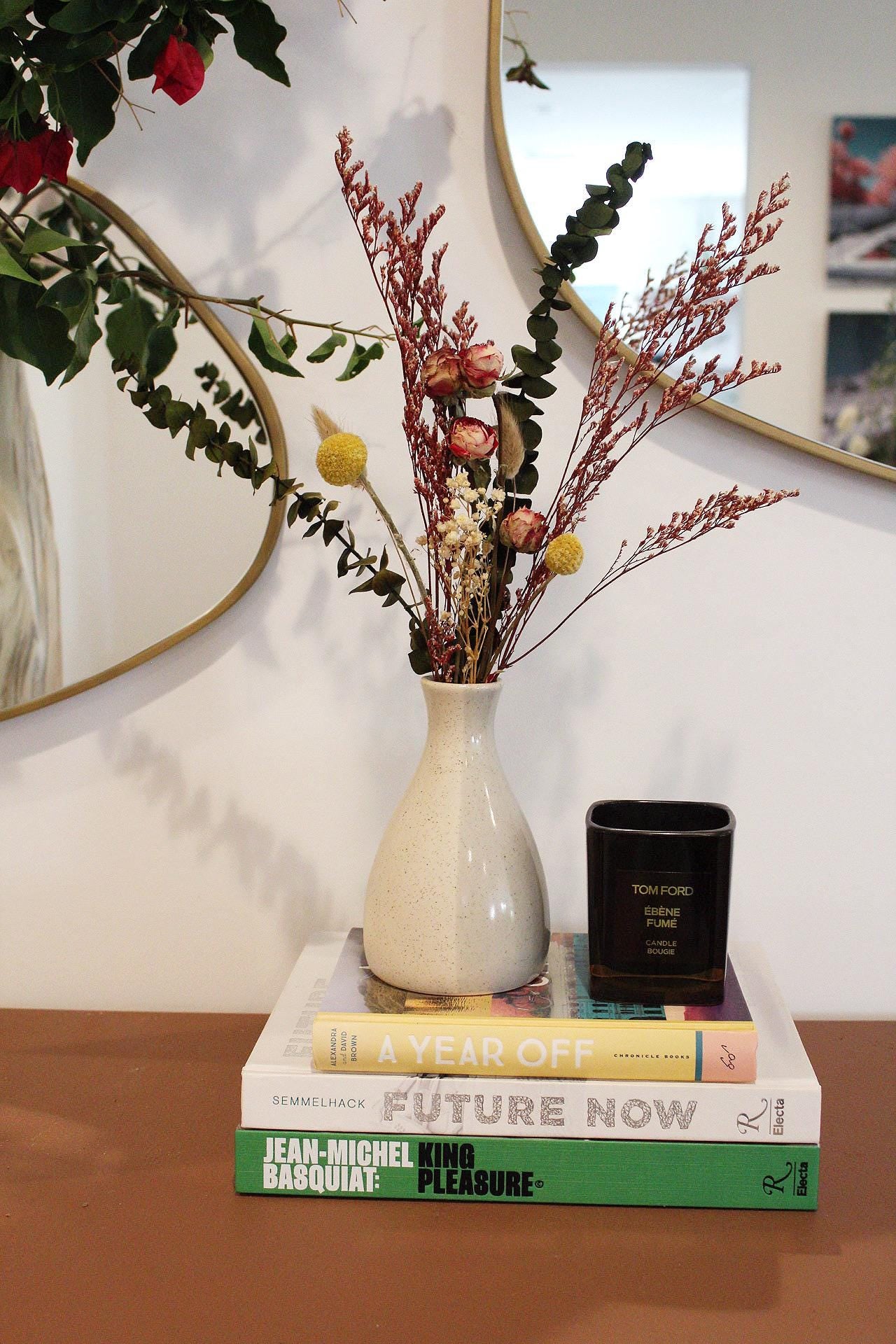 Two Tone Ceramic Vase Minimalist Boho Home Accent Coffee Table Centerpiece Rustic Bookshelf Decor Neutral Farmhouse Eucalyptus Dried Flower Vase Modern Neutral Vase Versatile Decor