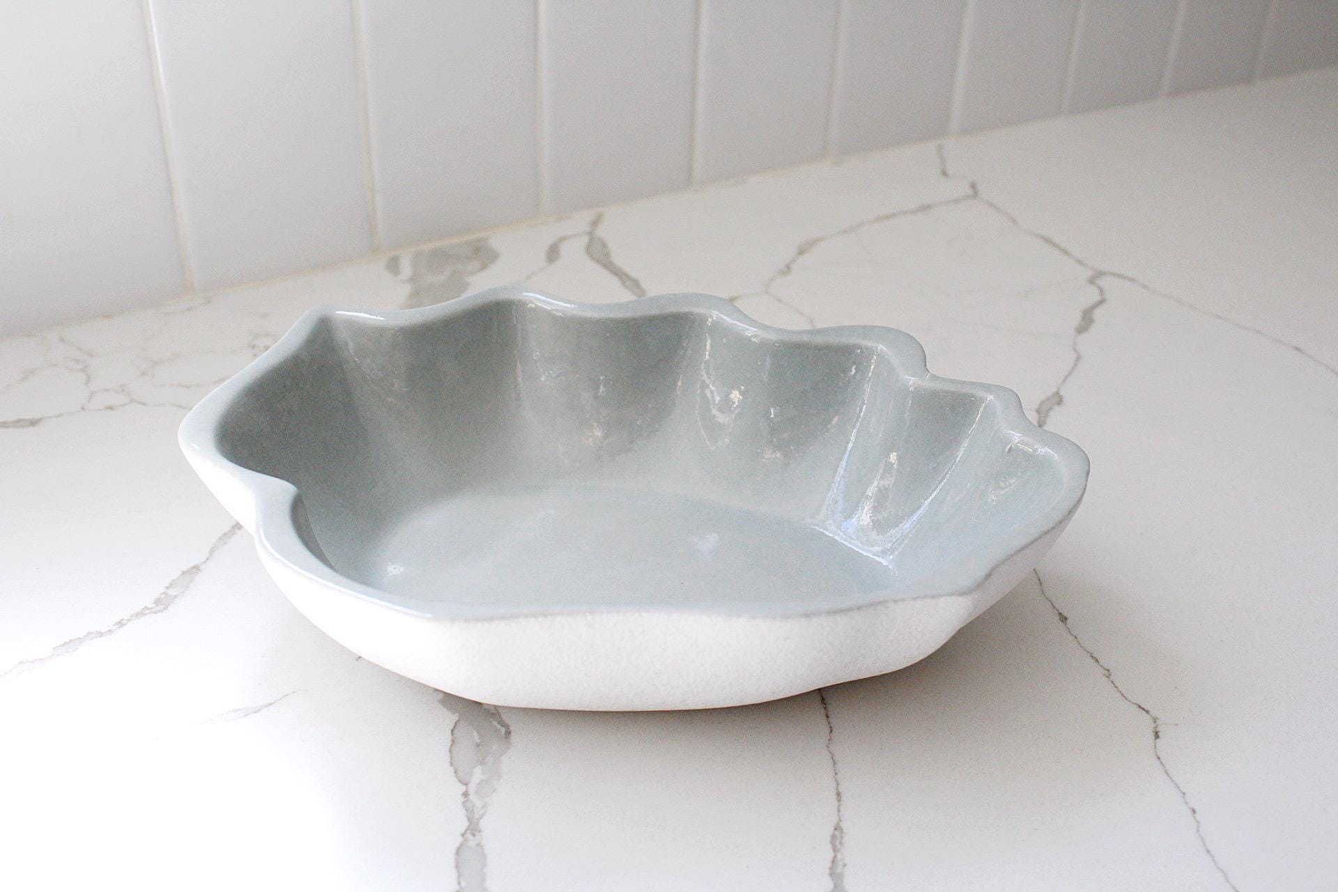 Floral Display Bowl White Ceramic Shell Design Modern Kitchen Accent Coastal Home Collection Contemporary Serving Piece Beautiful Interior Finish Premium Construction Quality Elegant Dining Essential Decorative Art Piece Matte Surface Style