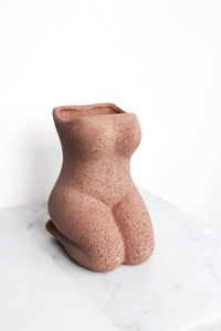 Oriental Design Ceramic Female Figure Boho Style Home Accent Modern Interior Display Piece Living Room Decor Beautiful Art Collection Dried Flower Holder Terracotta Vase Speckled Finish Contemporary Creation Perfect Woman Gift Present