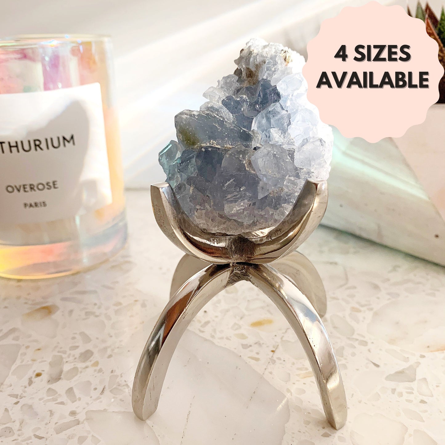 4 sizes available Modern Silver Crystal Display Holder Stand Aluminum Claw Minimal Crystal Display Stand Mineral Sphere Stylish Display Stand Geode Stand