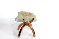 Raw Prehnite Quartz – Brass Claw Crystal Display