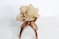 Stilbite & Pink Quartz Crystal on Brass Claw Stand – Unique Boho Decor Accent