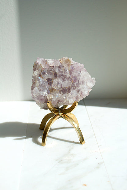 Purple Amethyst Crystal on Brass Claw Stand – Modern Boho Decor Accent