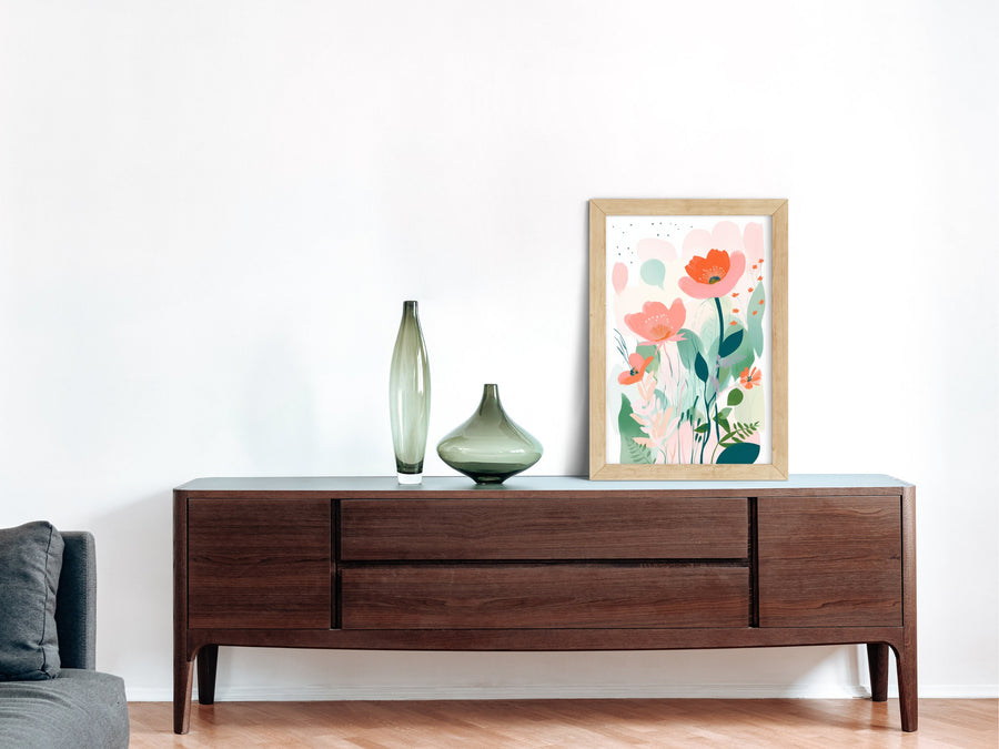 Boho Nursery Decor Matisse Flower Watercolor Painting Print Garden Pastel Floral Frame Blush Pink Gallery Wall Framed Art Botanical Print Watercolor Painting Print Garden Colorful Wildflowers, Abstract Floral Prints, Minimalist Modern Decor