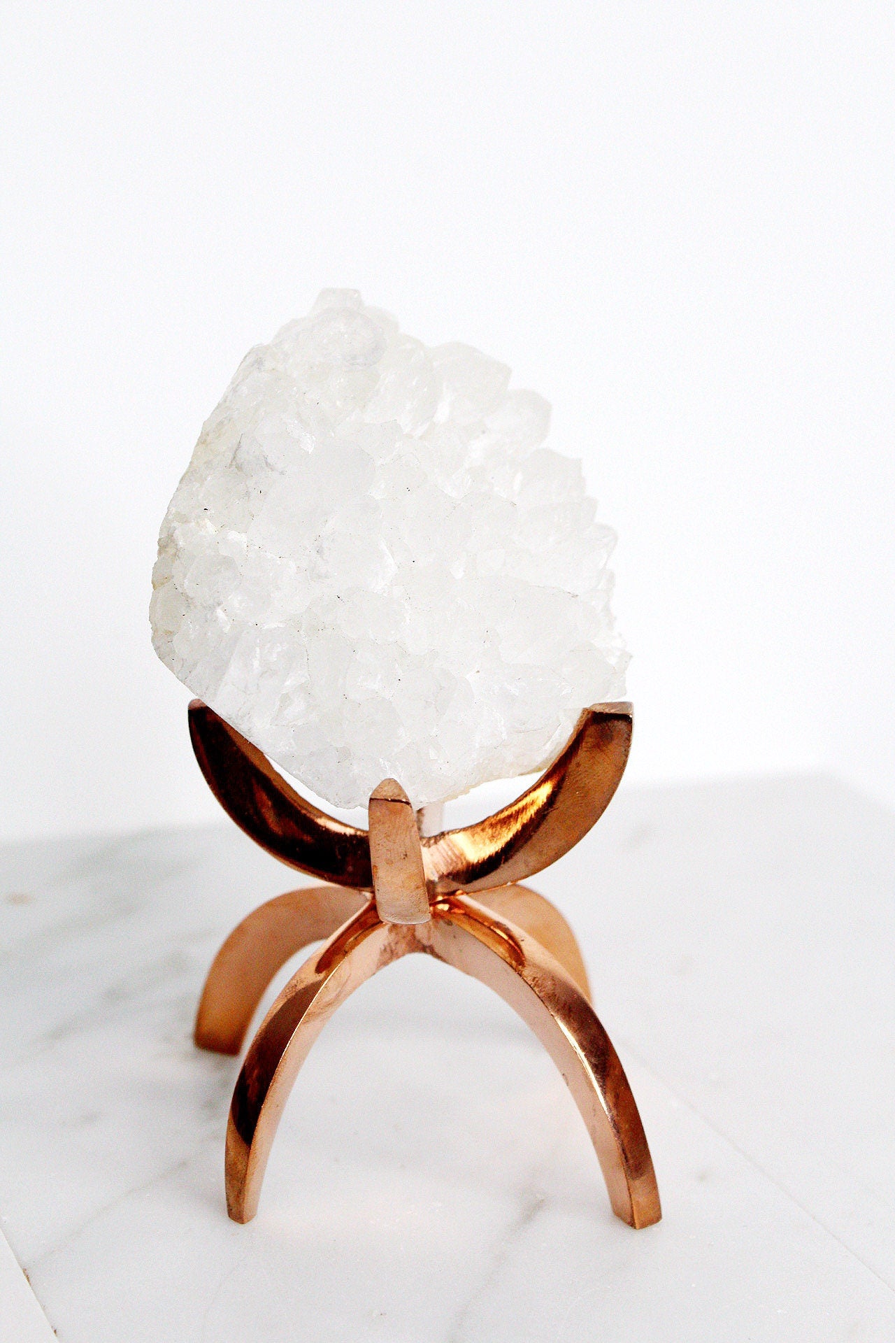 MM Quartz Crystal Mineral on Brass Modern Claw Display Stand Unique Crystal Decor Accent Crystal on Brass Stand MM Quartz Crystal Boho Home