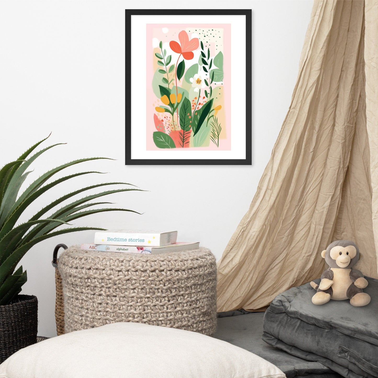 Wildflower Abstract Painting Botanical Framed Art Colorful Tropical Decor Nursery Matisse Style Floral Art Print Maximalist Gallery Wall Colorful Abstract Flower Art Floral Botanical Print Minimalist Modern Art Boho Wall Decor Garden  Nursery Decor