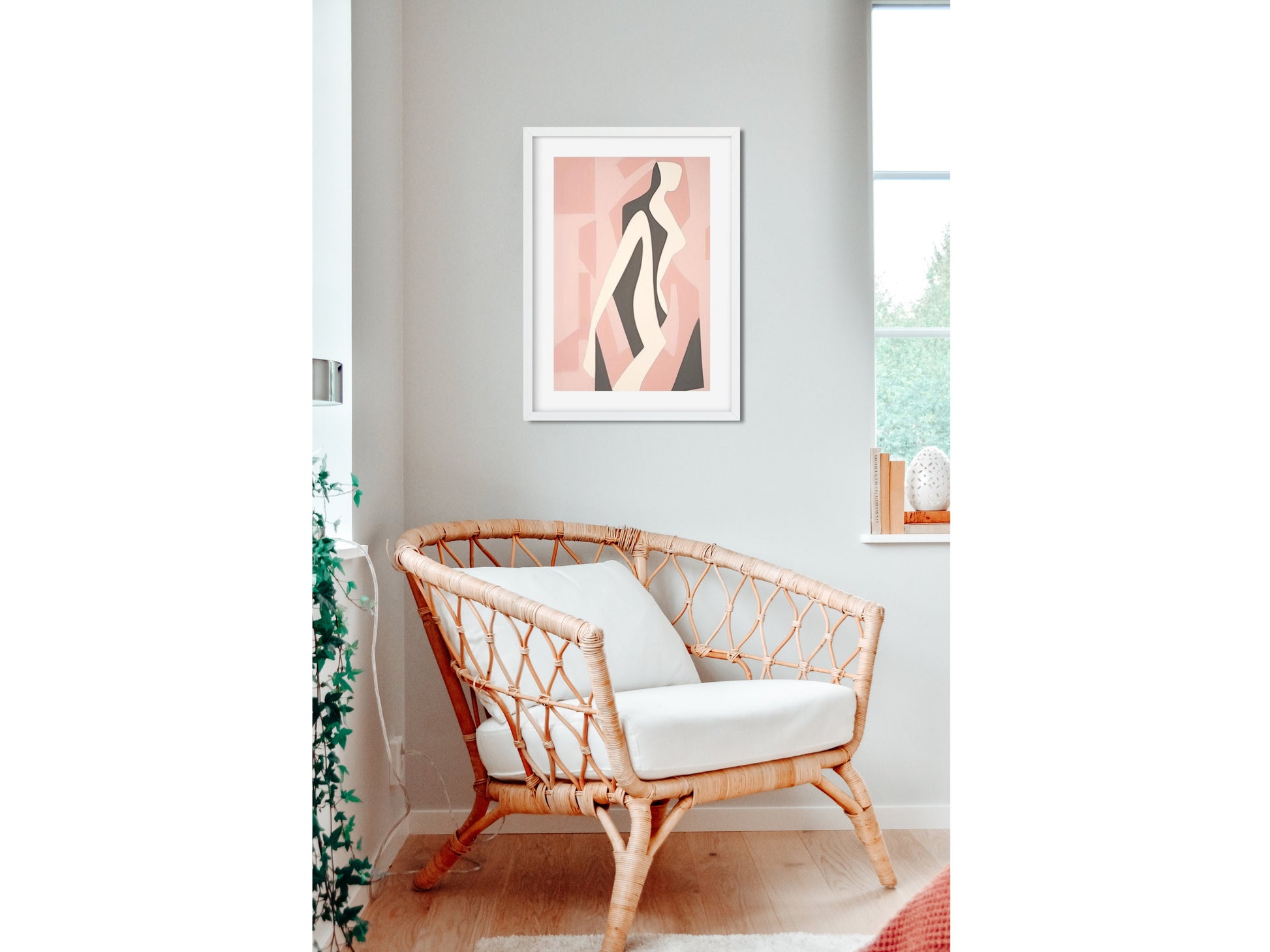 Wall Art Decor Modern Feminine Wall Art Pink Neutral Colored Framed Art Print Framed Abstract Art Woman Body in Matisse Inspired Painting Art  Framed Art Woman Body Print Wall Art Feminine Decor Art Female Form Line Art Matisse Inspired Painting