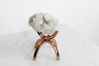 Green Crystal Apophyllite Quartz Stone Mineral on Brass Modern Claw Display Stand Boho Decor Geode Crystal Gift Raw Natural Freeform Crystal