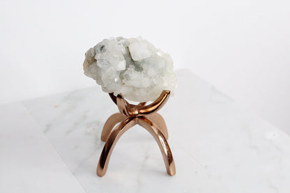 Green Crystal Apophyllite Quartz Stone Mineral on Brass Modern Claw Display Stand Boho Decor Geode Crystal Gift Raw Natural Freeform Crystal