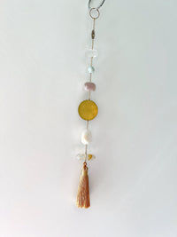 Natural Crystal Sun Catcher for Happiness Crystal Brass Moon Wall Hanging Art Citrine Amazonite Smoky Rose Quartz Clear Quartz Light Catcher