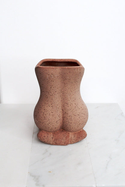 Contemporary Home Decor Boho Female Sculpture Ceramic Art Piece Modern Oriental Design Display Vase Interior Accent Living Room Collection Dried Flower Holder Beautiful Terracotta Creation Speckled Finish Woman Gift Present Artistic Display