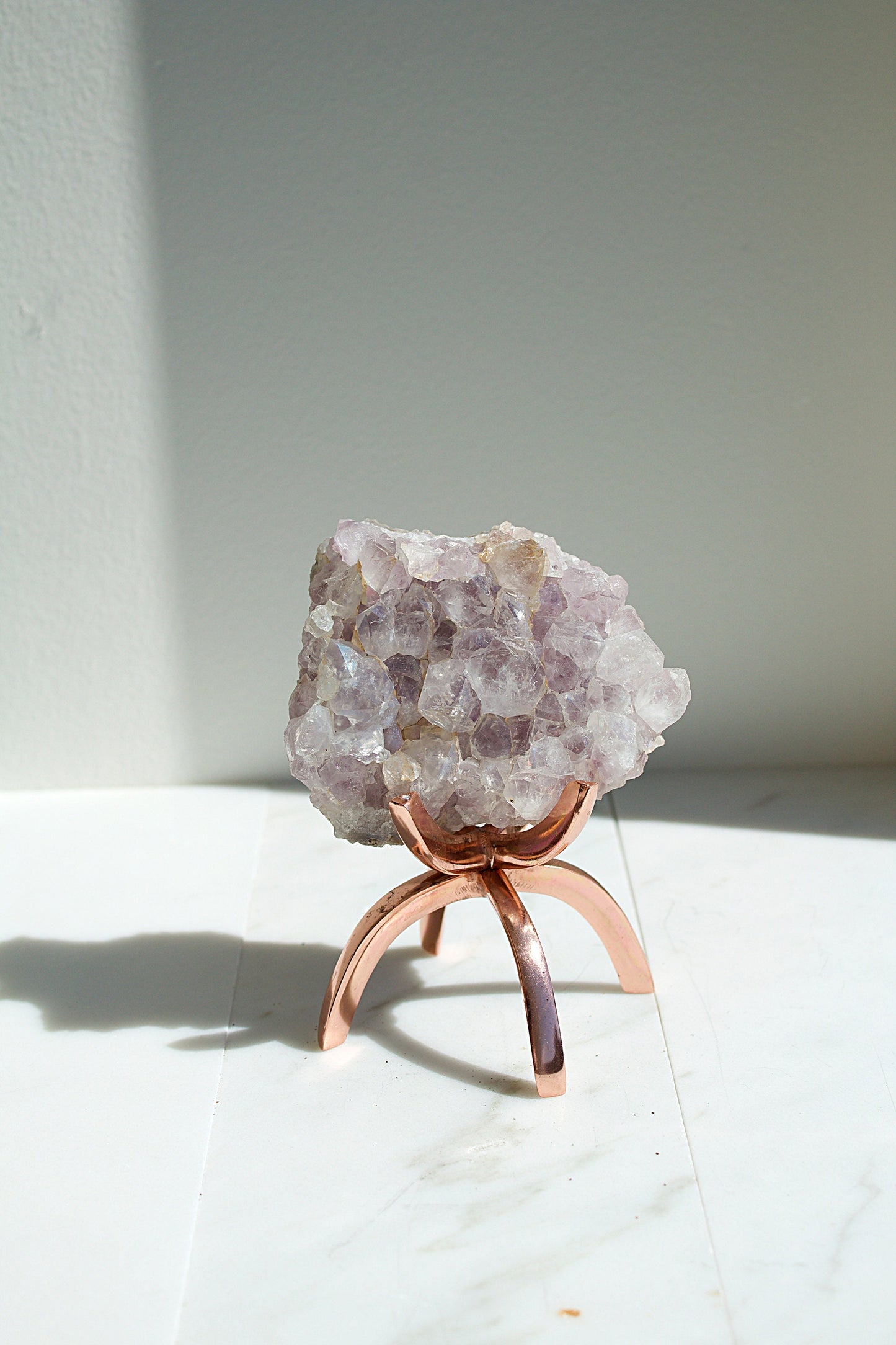 Purple Amethyst Crystal on Brass Claw Stand – Modern Boho Decor Accent