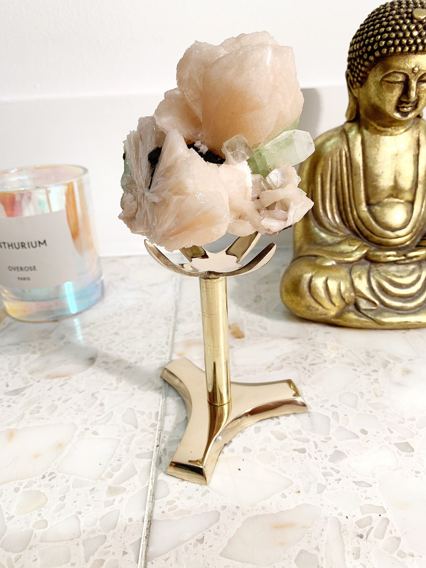 Modern Brass Pedestal Stand - 4" for Crystals, Spheres & Minerals